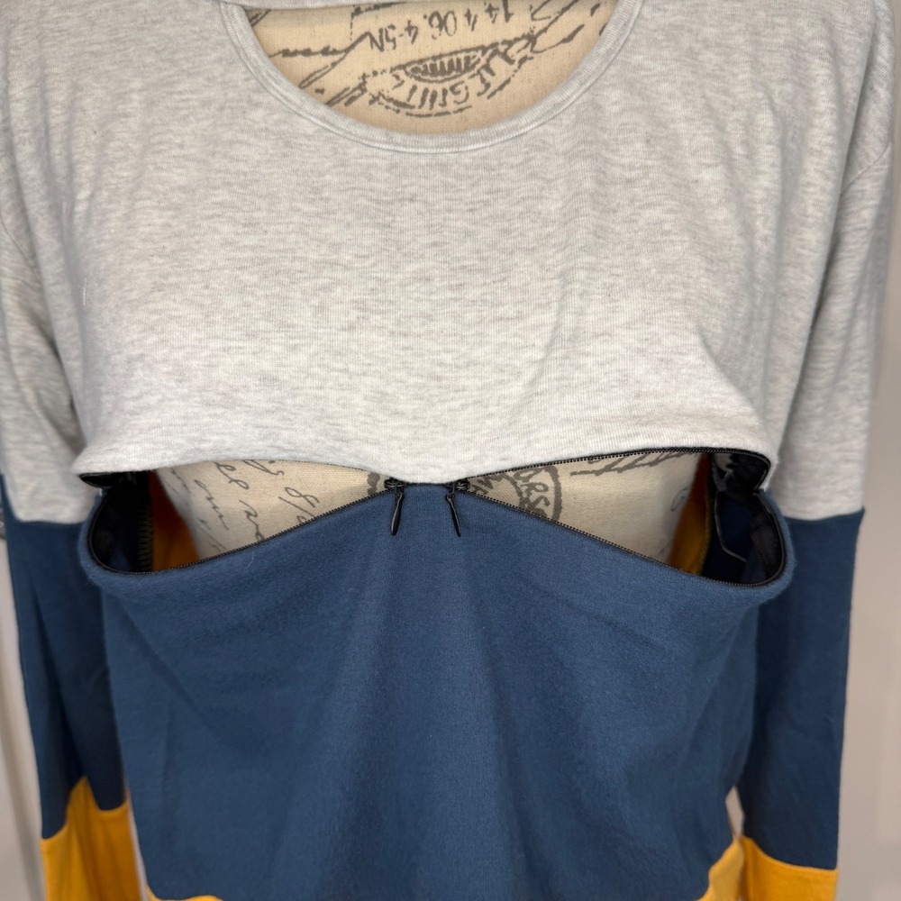 Nursing Sweatshirt Colorblock Long Sleeve Breastfeeding Top Size Small - Picture 4 of 7